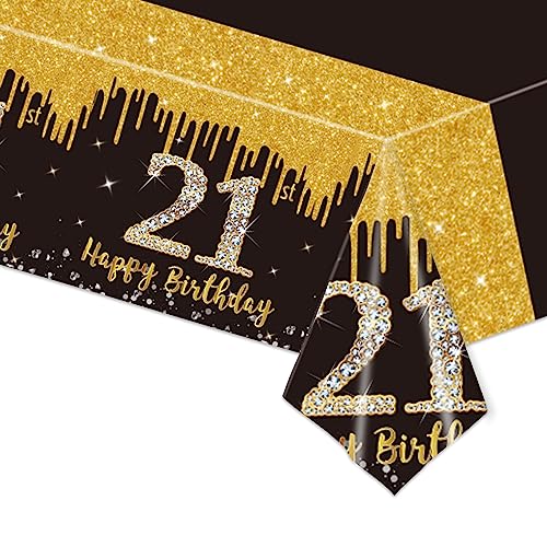 137x274cm Tischdecken 21. Geburtstag,Schwarz Gold 21. Geburtstagsfeier Tischdecke,Happy 21st Birthday Tischdecke Abwischbar Kunststoff Rechteckige Tischdecke für Mann Frauen Geburtstag Party Dekor 137x274cm Tischdecken 21. Geburtstag,Schwarz Gold 21. Geburtstagsfeier Tischdecke,Happy 21st Birthday Tischdecke Abwischbar Kunststoff Rechteckige Tischdecke für Mann Frauen Geburtstag Party Dekor von POPOYU