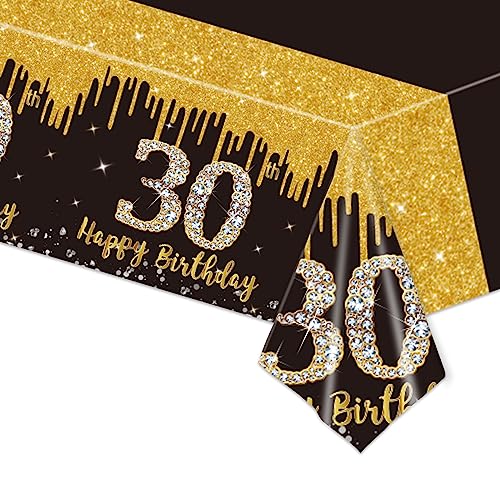 137x274cm Tischdecken 30. Geburtstag,Schwarz Gold 30. Geburtstagsfeier Tischdecke,Happy 30th Birthday Tischdecke Abwischbar Kunststoff Rechteckige Tischdecke für Mann Frauen Geburtstag Party Dekor 137x274cm Tischdecken 30. Geburtstag,Schwarz Gold 30. Geburtstagsfeier Tischdecke,Happy 30th Birthday Tischdecke Abwischbar Kunststoff Rechteckige Tischdecke für Mann Frauen Geburtstag Party Dekor von POPOYU
