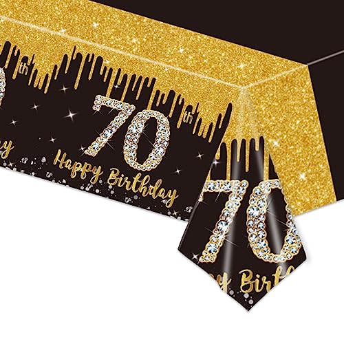 137x274cm Tischdecken 70. Geburtstag,Schwarz Gold 70. Geburtstagsfeier Tischdecke,Happy 70th Birthday Tischdecke Abwischbar Kunststoff Rechteckige Tischdecke für Mann Frauen Geburtstag Party Dekor 137x274cm Tischdecken 70. Geburtstag,Schwarz Gold 70. Geburtstagsfeier Tischdecke,Happy 70th Birthday Tischdecke Abwischbar Kunststoff Rechteckige Tischdecke für Mann Frauen Geburtstag Party Dekor von POPOYU