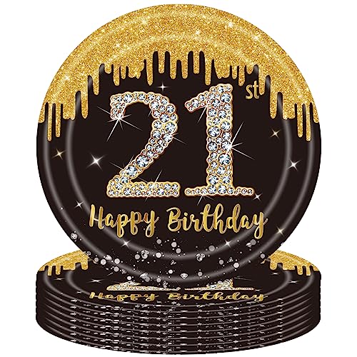 16 Stück 21. Geburtstag Pappteller Schwarz Gold,9 Zoll 23cm Happy 21st Birthday Schwarz-goldene Pappteller Einweg Deko 21. Geburtstag Partygeschirr für Männer Frauen 21. Geburtstag Party Dekoration 16 Stück 21. Geburtstag Pappteller Schwarz Gold,9 Zoll 23cm Happy 21st Birthday Schwarz-goldene Pappteller Einweg Deko 21. Geburtstag Partygeschirr für Männer Frauen 21. Geburtstag Party Dekoration von POPOYU