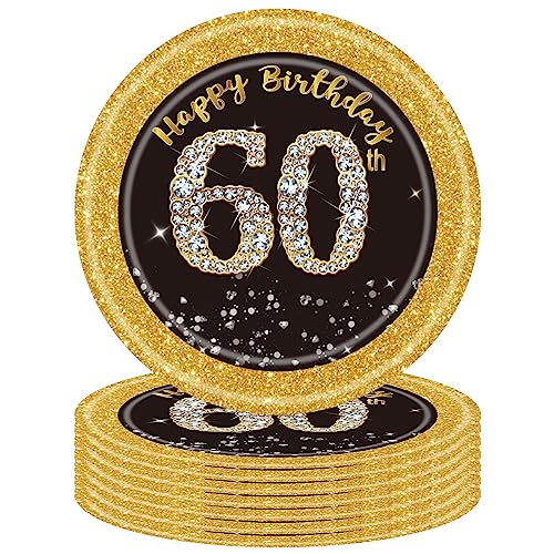 16 Stück 60. Geburtstag Pappteller Schwarz Gold,7 Zoll 17,8cm Happy 60th Birthday Schwarz-goldene Pappteller Einweg Deko 60. Geburtstag Partygeschirr für Männer Frauen 60. Geburtstag Party Dekoration 16 Stück 60. Geburtstag Pappteller Schwarz Gold,7 Zoll 17,8cm Happy 60th Birthday Schwarz-goldene Pappteller Einweg Deko 60. Geburtstag Partygeschirr für Männer Frauen 60. Geburtstag Party Dekoration von POPOYU
