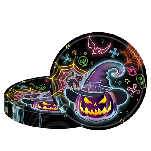 16 Stück Halloween Partygeschirr - 9 Zoll Teller, Pappbecher, Dekoration, Pappteller für Partyzubehör Dekor, 22,8cm x 22,8cm 16 Stück Halloween Partygeschirr - 9 Zoll Teller, Pappbecher, Dekoration, Pappteller für Partyzubehör Dekor, 22,8cm x 22,8cm von POPOYU