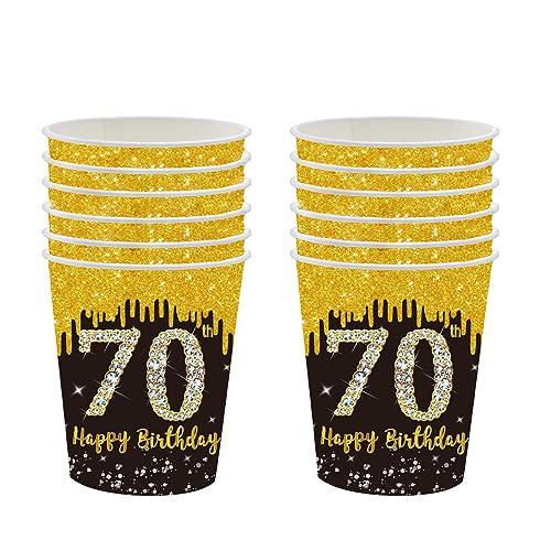 16 Stück Schwarz Gold Einwegbecher Tischdeko 70. Geburtstagsdeko Pappbecher Glühweinbecher Pappe Kaffeebecher Trinkbecher für Mann Frau Geburtstag Party Deko Partyzubehör zum Thema Schwarz Gold 16 Stück Schwarz Gold Einwegbecher Tischdeko 70. Geburtstagsdeko Pappbecher Glühweinbecher Pappe Kaffeebecher Trinkbecher für Mann Frau Geburtstag Party Deko Partyzubehör zum Thema Schwarz Gold von POPOYU