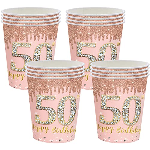 16 Stücke Pappbecher 50. Geburtstag,Einwegbecher Geburtstag,Rosé und Gold Papierbecher 235ml,Papptrinkbecher für Party Geburtstag,Happy 50th Birthday Trinkbecher Papier Set für 50. Geburtstag Party 16 Stücke Pappbecher 50. Geburtstag,Einwegbecher Geburtstag,Rosé und Gold Papierbecher 235ml,Papptrinkbecher für Party Geburtstag,Happy 50th Birthday Trinkbecher Papier Set für 50. Geburtstag Party von POPOYU