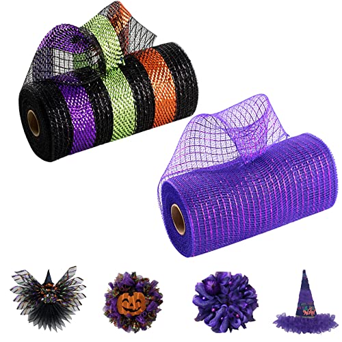 2 Rollen Deco Poly Mesh Ribbon 25cm x 9m Thanksgiving Herbstdekorationen Metallfolie Schwarz/Lila/Orange Set für Ostern Hochzeit Geburtstag Kränze Swags Geschenkverpackung und Partydekoration 2 Rollen Deco Poly Mesh Ribbon 25cm x 9m Thanksgiving Herbstdekorationen Metallfolie Schwarz/Lila/Orange Set für Ostern Hochzeit Geburtstag Kränze Swags Geschenkverpackung und Partydekoration von POPOYU