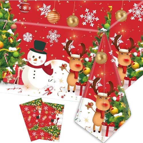 POPOYU 2 Stück Tischtuch Weihnachten Weihnachtstischdecke,137x274cm Rote Tischdecke Weihnachten,Rechteckig Tischdecke Weihnachten Groß für Weihnachten Christmas Indoor Party Tischdecke POPOYU 2 Stück Tischtuch Weihnachten Weihnachtstischdecke,137x274cm Rote Tischdecke Weihnachten,Rechteckig Tischdecke Weihnachten Groß für Weihnachten Christmas Indoor Party Tischdecke von POPOYU