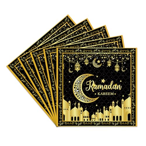 20 Stück Eid Mubarak Servietten,Schwarzgoldene Papierservietten für Eid Ramadan Mubarak Party,Eid Mubarak Mond Stern Papierservietten Servietten Schwarzes Gold, Seidenpapier 20 Stück Eid Mubarak Servietten,Schwarzgoldene Papierservietten für Eid Ramadan Mubarak Party,Eid Mubarak Mond Stern Papierservietten Servietten Schwarzes Gold, Seidenpapier von POPOYU