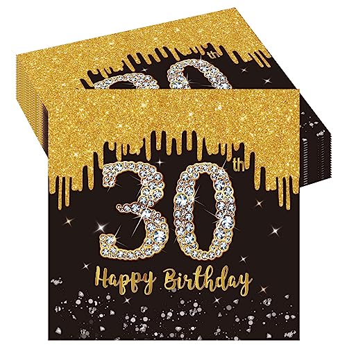 20 Stück Geburtstag 30 Servietten,30er Geburtstag Papierservietten,Happy Birthday Schwarz Gold Papier Party Servietten Tischdeko für 30. Geburtstag Mann Frau Happy Birthday Servietten Decorations 20 Stück Geburtstag 30 Servietten,30er Geburtstag Papierservietten,Happy Birthday Schwarz Gold Papier Party Servietten Tischdeko für 30. Geburtstag Mann Frau Happy Birthday Servietten Decorations von POPOYU