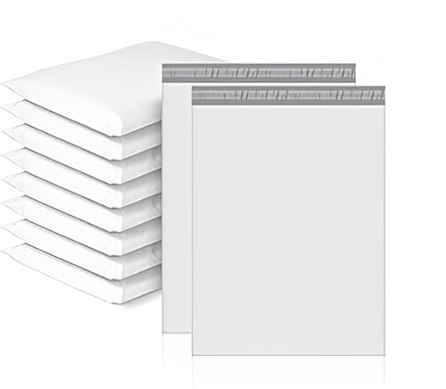20 Stück Weiß Versandtaschen aus Kunststoff für Post,Versandtüten Warenbeutel,Selbstklebend und Blickdicht,35CM*45CM Versandtüten aus Plastik für Kleidung Logistikverpackungen Transport Textilien von POPOYU