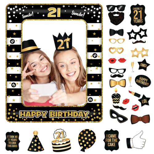 21st Foto Requisiten und aufblasbarer Rahmen,34 Stücke Fotobox Accessoires Fotokabine für 21.Geburtstagsfeier,Party Foto Booth Props Mix von Kappen,Weinglas,Lippen Stift,Krawatte,Kronen und mehr 21st Foto Requisiten und aufblasbarer Rahmen,34 Stücke Fotobox Accessoires Fotokabine für 21.Geburtstagsfeier,Party Foto Booth Props Mix von Kappen,Weinglas,Lippen Stift,Krawatte,Kronen und mehr von POPOYU