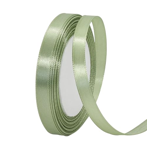 POPOYU 22 Meter Satinband Salbeigrün,SalbeigrünBand Dünn 1cm,Schleifenband Textil 1cm,Textil Geschenkband Satin für Verpacken von Haarschleifen,Kuchen,Hochzeit,Weihnachtsdekoration von POPOYU
