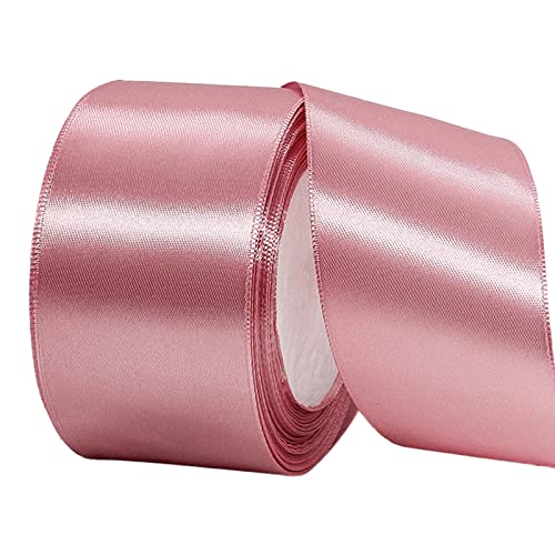 POPOYU Baumwoll Band Rot 5cm,Satinband 5cm Breit,Dekoration Präsent Geschenkband,Geschenkband Breit Rosa für Kleid Hochzeit,Taufe und Geburtstag Geschenke,Satin Dekoband,Deko Band Geschenk von POPOYU