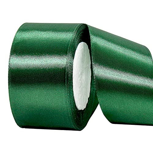 POPOYU Baumwoll Band Rot 5cm,Satinband 5cm Breit,Dekoration Präsent Geschenkband,Geschenkband Breit Schwarzgrün für Kleid Hochzeit,Taufe und Geburtstag Geschenke,Satin Dekoband,Deko Band Geschenk von POPOYU