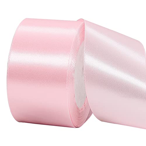 POPOYU Baumwoll Band Rot 5cm,Satinband 5cm Breit,Dekoration Präsent Geschenkband,Geschenkband Breit Rosa für Kleid Hochzeit,Taufe und Geburtstag Geschenke,Satin Dekoband,Deko Band Geschenk von POPOYU
