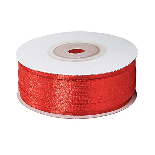 23 Meters Satinband Rot 3mm, Dekoration Präsent Geschenkband Schleifenband, Stoffband für Kleid Hochzeit, Taufe und Geburtstag Geschenke,Satin Dekoband, Deko Band Geschenkverpackung von POPOYU
