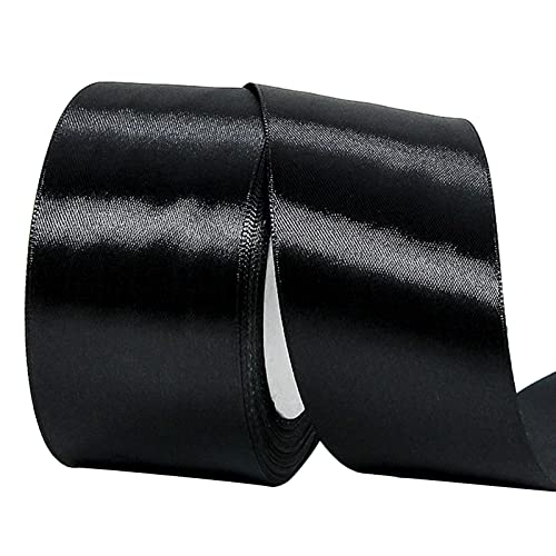POPOYU Baumwoll Band Rot 5cm,Satinband 5cm Breit,Dekoration Präsent Geschenkband,Geschenkband Breit Schwarz für Kleid Hochzeit,Taufe und Geburtstag Geschenke,Satin Dekoband,Deko Band Geschenk von POPOYU