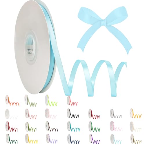 POPOYU Satinband 6mm Himmelblau,Himmelblau Band 6mm Natur,91m Dünn Geschenkband,Geschenkband und Schleifen für Geschenken,Bastelarbeiten,Haare,Ostern,Weihnachten,Hochzeit,Luftballons POPOYU Satinband 6mm Himmelblau,Himmelblau Band 6mm Natur,91m Dünn Geschenkband,Geschenkband und Schleifen für Geschenken,Bastelarbeiten,Haare,Ostern,Weihnachten,Hochzeit,Luftballons von POPOYU