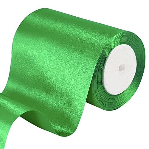 POPOYU 23m Geschenkband Grün Breit,Satinband 10cm Breit,Geschenk Schleife XXL,Breites Band Grün,Riesen Geschenkschleife,Geschenkschleife Auto xxl für Verpacken von Geschenken Weihnachten von POPOYU