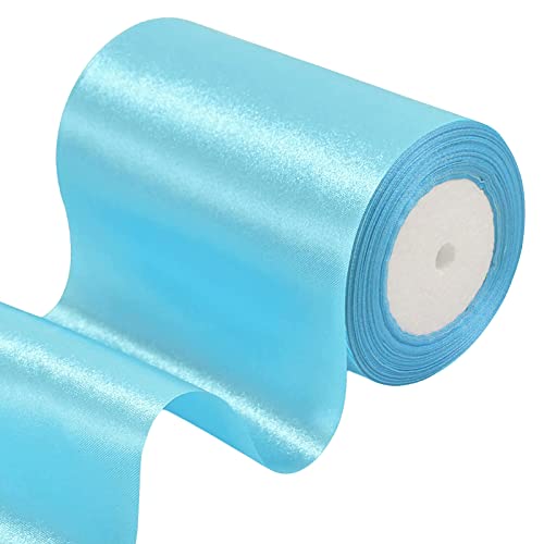 POPOYU 23m Geschenkband Himmelblau Breit,Satinband 10cm Breit,Geschenk Schleife XXL,Breites Band Himmelblau,Riesen Geschenkschleife,Geschenkschleife Auto xxl für Verpacken von Geschenken Weihnachten von POPOYU