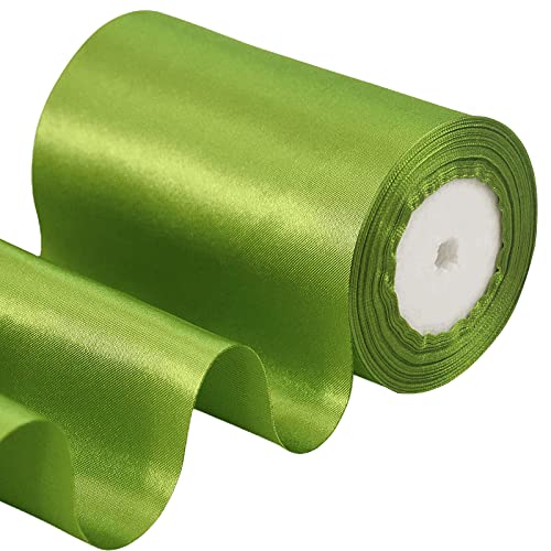 POPOYU 23m Geschenkband Olivgrün Breit,Satinband 10cm Breit,Geschenk Schleife XXL,Breites Band Olivgrün,Riesen Geschenkschleife,Geschenkschleife Auto xxl für Verpacken von Geschenken Weihnachten von POPOYU
