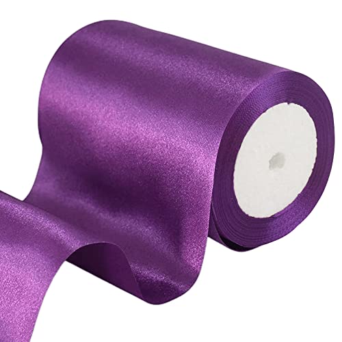 23 m breites, violettes Satinband, 10 cm für Hochzeitsauto, großes Stoffband, 7.6 cm, Autoband, dickes babyblaues Band zum Basteln, Geschenkverpackungen, Hochzeit, Haarschleifen, Kuchendekorationen von POPOYU