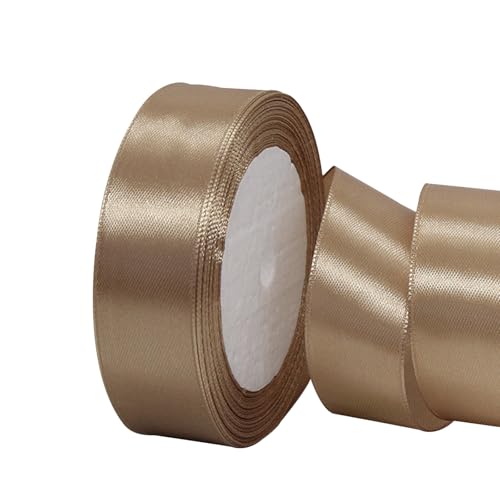 23Meter Satinband Leichter Champagner 25mm Satinband Bänder,Breit Schleifenband Dekoband Stoffband Geschenkband Hochzeitsdeko Schleife für Geschenkverpackung,Kunsthandwerk,Haarschleifen,Blumenstrauß von POPOYU