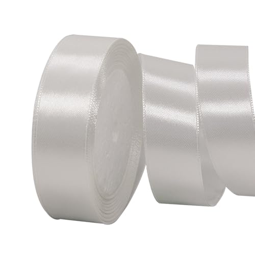 23Meter Satinband Original Weiß 25mm Satinband Bänder,Breit Schleifenband Dekoband Stoffband Geschenkband Hochzeitsdeko Schleife für Geschenkverpackung,Kunsthandwerk,Haarschleifen,Blumenstrauß von POPOYU