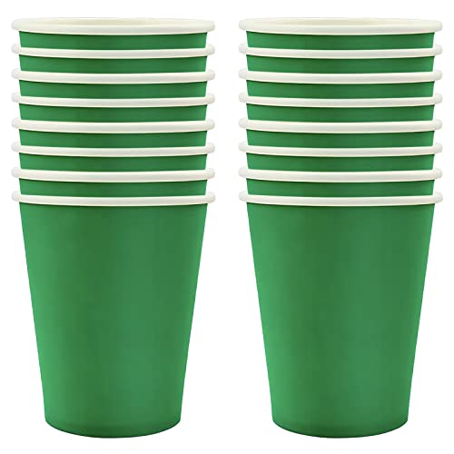 250ml Grün Papier Partybecher,16 Stück Grün Pappbecher,Trinkbecher Hochzeit Einwegbecher Disposable Cups für Hochzeit,Kinder DIY,Partybedarf,Tee,Heißen und Kalten Getränken Einwegkaffee Becher von POPOYU