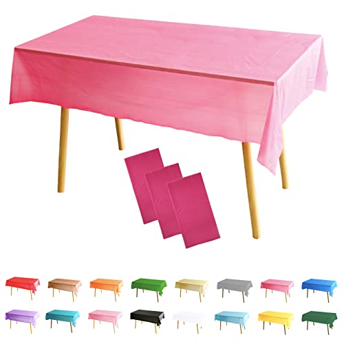 3 Stück Tischdecke Rechteckig Rosenrot Party Tischdecke,137*274cm Tischdecke Papierrolle Einweg Tischdecke aus Kunststoff,Wasserdichte Ölbeständig Tischdecken für Party,Picknick,Geburtstags,Hochzeiten von POPOYU