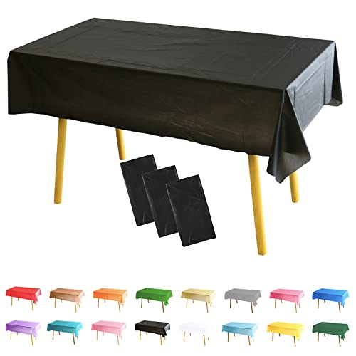 3 Stück Tischdecke Rechteckig Weihnachten Party Tischdecke,137 * 274cm Tischdecke Papierrolle Einweg Tischdecke aus Kunststoff,Wasserdichte Ölbeständig Tablecloth 11 (Schwarz) von POPOYU