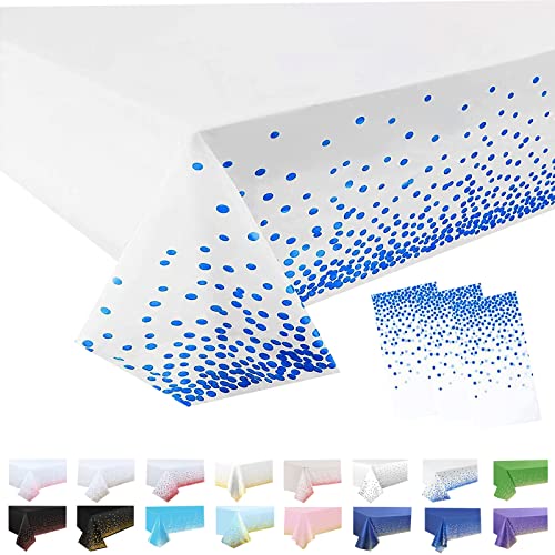 3 Stück Tischdecke Rechteckig Weiß Weihnachten Party Tischdecke,Blau 137 * 274cm Tischdecke Papierrolle Einweg Tischdecke aus Kunststoff,Wasserdichte Ölbeständig Tischdecken für Picknick,Geburtstags von POPOYU