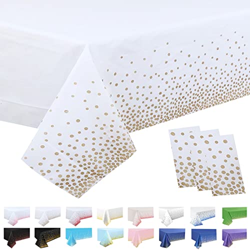 3 Stück Tischdecke Rechteckig Weiß Weihnachten Party Tischdecke,Pinkgold 137*274cm Tischdecke Papierrolle Einweg Tischdecke aus Kunststoff,Wasserdichte Ölbeständig Tischdecken für,Picknick,Geburtstags von POPOYU