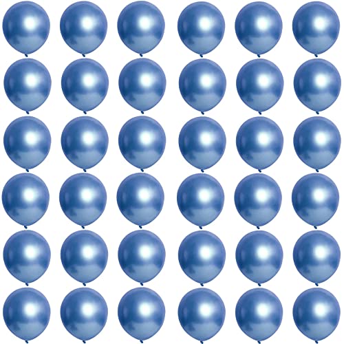 Kleine Luftballons Metallic Blau 5 Zoll für Party Glänzende,36 Stück Mini Metallisches Chrom Blau Latex Luftballons Helium Ballons für Geburtstag,Hochzeit,Babyparty Graduierung Weihnachts Dekorationen von POPOYU