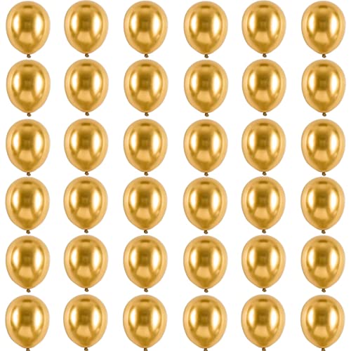 Kleine Luftballons Metallic Gold 5 Zoll für Party Glänzende,36 Stück Mini Metallisches Chrom Gold Latex Luftballons Helium Ballons für Geburtstag,Hochzeit,Babyparty Graduierung Weihnachts Dekorationen von POPOYU