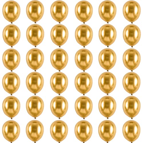 Kleine Luftballons Metallic Gold 5 Zoll für Party Glänzende,36 Stück Mini Metallisches Chrom Gold Latex Luftballons Helium Ballons für Geburtstag,Hochzeit,Babyparty Graduierung Weihnachts Dekorationen von POPOYU