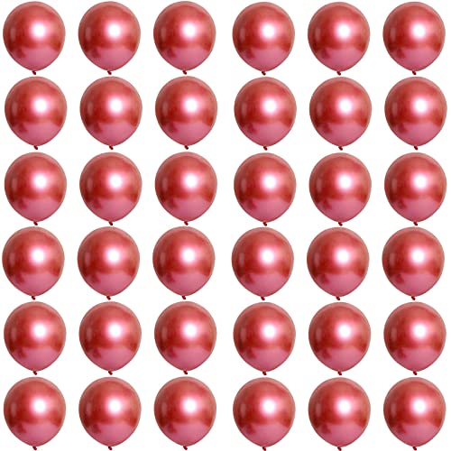 Luftballons Metallic Rot 10 Zoll für Party Glänzende,36 Stück 25cm Metallisches Chrom Rot Latex Luftballons Helium Ballons für Geburtstag,Hochzeit,Babyparty Graduierung Weihnachts Party Dekoratione von POPOYU