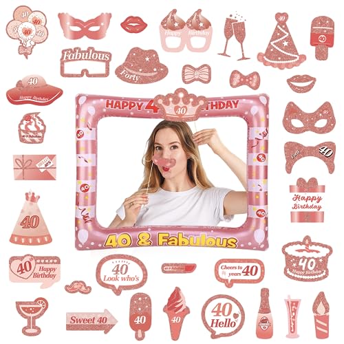 36 Stück Aufblasbarer Fotokabine Rahmen und Requisiten Roségold 40. Geburtstag Deko Frauen Fotobox Accessoires 40. Geburtstag Roségold 40. Aufblasbarer Selfie Rahmen für 40. Geburtstags Party Zubehör 36 Stück Aufblasbarer Fotokabine Rahmen und Requisiten Roségold 40. Geburtstag Deko Frauen Fotobox Accessoires 40. Geburtstag Roségold 40. Aufblasbarer Selfie Rahmen für 40. Geburtstags Party Zubehör von POPOYU