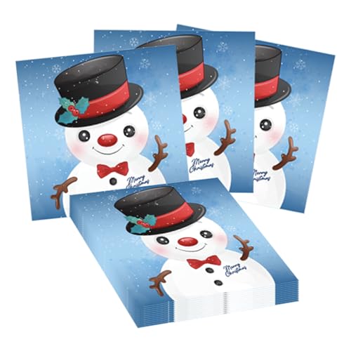 40 St Weihnachten Servietten Schneemann Papierservietten, Weihnachtspapier Geschirr Sets,33*33cm Große Weihnachtsservietten Winter Wunderland Servietten für Winterferien Frohe Weihnachten Partyzubehör von POPOYU