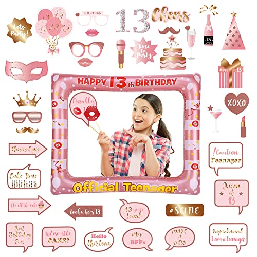 40Pcs Aufblasbarer Fotokabine Rahmen und Requisiten 13.Geburtstag,Fotoautomat Requisiten Roségold Geburtstag Deko,Foto Requisiten Selfie Rahmen für 13.Geburtstags Party Dekoration Favor Supplies 40Pcs Aufblasbarer Fotokabine Rahmen und Requisiten 13.Geburtstag,Fotoautomat Requisiten Roségold Geburtstag Deko,Foto Requisiten Selfie Rahmen für 13.Geburtstags Party Dekoration Favor Supplies von POPOYU