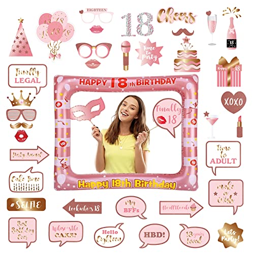 40Pcs Aufblasbarer Fotokabine Rahmen und Requisiten 18.Geburtstag,Fotoautomat Requisiten Roségold Geburtstag Deko,Foto Requisiten Selfie Rahmen für 18.Geburtstags Party Dekoration Favor Supplies 40Pcs Aufblasbarer Fotokabine Rahmen und Requisiten 18.Geburtstag,Fotoautomat Requisiten Roségold Geburtstag Deko,Foto Requisiten Selfie Rahmen für 18.Geburtstags Party Dekoration Favor Supplies von POPOYU