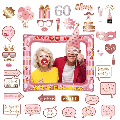 40Pcs Aufblasbarer Fotokabine Rahmen und Requisiten 60.Geburtstag,Fotoautomat Requisiten Roségold Geburtstag Deko,Foto Requisiten Selfie Rahmen für 60.Geburtstags Party Dekoration Favor Supplies 40Pcs Aufblasbarer Fotokabine Rahmen und Requisiten 60.Geburtstag,Fotoautomat Requisiten Roségold Geburtstag Deko,Foto Requisiten Selfie Rahmen für 60.Geburtstags Party Dekoration Favor Supplies von POPOYU