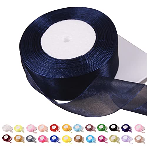 POPOYU Chiffonband Dunkelblau, 40mmx45m Organzaband Schleifenband Hochzeit Geschenkband Tüllband Transparent Satinband für Weihnachten Taufe Geburtstag POPOYU Chiffonband Dunkelblau, 40mmx45m Organzaband Schleifenband Hochzeit Geschenkband Tüllband Transparent Satinband für Weihnachten Taufe Geburtstag von POPOYU