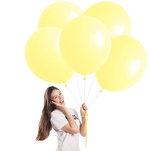 Luftballons Pastell Gelb Groß 45cm/18 Zoll,5 Stück Macaron Gelb Riesen Luftballons XXL Runde Helium Ballons,HellGelb Latex Luftballon Partyballons für Geburtstag,Hochzeit,Brautdusche,Babyparty Dekor von POPOYU