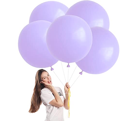 Luftballons Pastell Violett Groß 45cm/18 Zoll,5 Stück Macaron Violett Riesen Luftballons XXL Runde Helium Ballons,Latex Luftballon Partyballons für Geburtstag,Hochzeit,Brautdusche,Babyparty Dekor von POPOYU