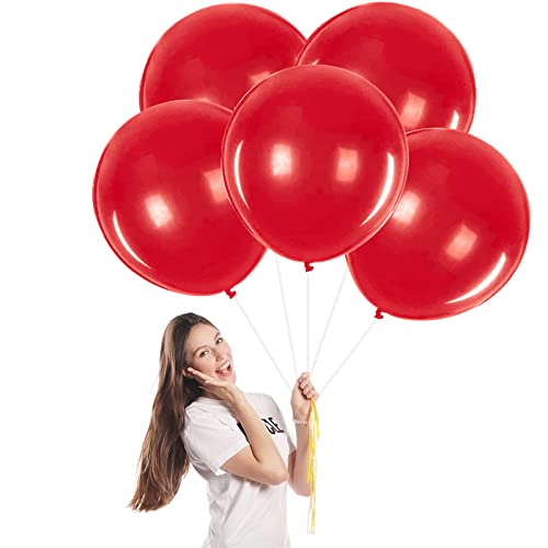 Luftballons Rot Groß 45cm/18Zoll Weihnachte Ballons,5 Stück Riesen Latex Luftballons Weihnachte Runde Helium Ballon Partyballon Deko für Rot Party,Geburtstag,Weihnachtsballon Girlande Dekorationen von POPOYU