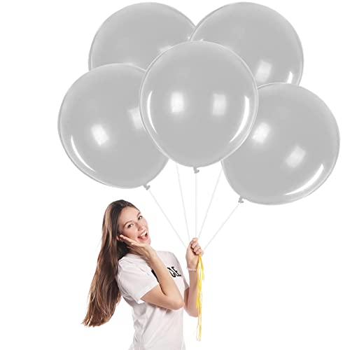 Luftballons Silber Groß 45cm/18 Zoll Ballons,5 Stück Riesen Latex Luftballons XXL Runde Helium Ballon Partyballon Deko für Geburtstag,Hochzeit,Geschlecht Offenbaren,Brautdusche,Babyparty Dekorationen von POPOYU