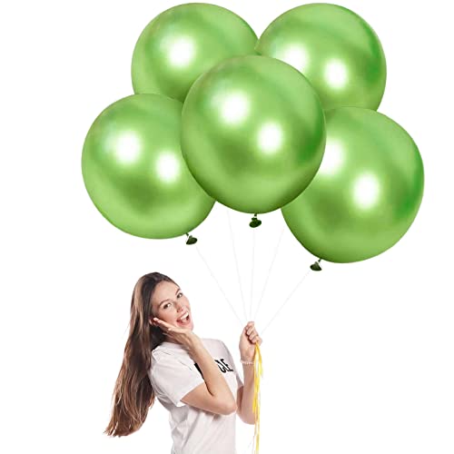 Luftballons Metallic Fruchtgrün Groß 45cm/18 Zoll für Party Glänzende,5 Stück Riesen Metallisches Chrom Latex Luftballons XXL Runde Helium Ballons für Geburtstag,Hochzeit,Babyparty Weihnachts Dekor von POPOYU