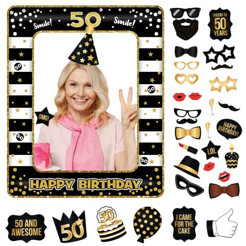 50th Foto Requisiten und aufblasbarer Rahmen,34 Stücke Fotobox Accessoires Fotokabine für 50.Geburtstagsfeier,Party Foto Booth Props Mix von Kappen,Weinglas,Lippen Stift,Krawatte,Kronen und mehr 50th Foto Requisiten und aufblasbarer Rahmen,34 Stücke Fotobox Accessoires Fotokabine für 50.Geburtstagsfeier,Party Foto Booth Props Mix von Kappen,Weinglas,Lippen Stift,Krawatte,Kronen und mehr von POPOYU