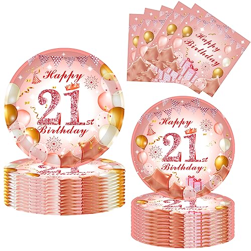 POPOYU 52 Stück 21 Geburtstag Party Geschirr,Deko 21. Geburtstag Frauen,Servietten 21Geburtstag Rosegold,Pappteller 21Geburtstag Rosegold,Servietten für Frauen Geburtstagsfeier Dekor POPOYU 52 Stück 21 Geburtstag Party Geschirr,Deko 21. Geburtstag Frauen,Servietten 21Geburtstag Rosegold,Pappteller 21Geburtstag Rosegold,Servietten für Frauen Geburtstagsfeier Dekor von POPOYU