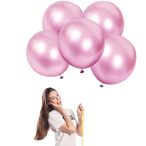 Luftballons Metallic Baby Pulver Groß 45cm/18 Zoll für Party Glänzende,5 Stück Riesen Metallisches Chrom Latex Luftballons XXL Runde Helium Ballons für Geburtstag,Hochzeit,Babyparty Weihnachts Dekor von POPOYU